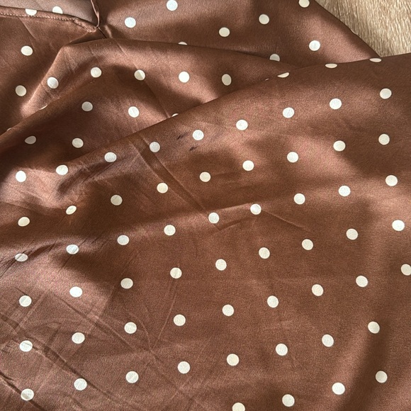 Brown Silky A-Line Midi Dress - Picture 9 of 9